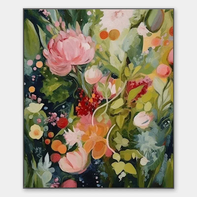 Blooming Rhapsody – Textured Floral Oil Painting Wall Art#AB14078