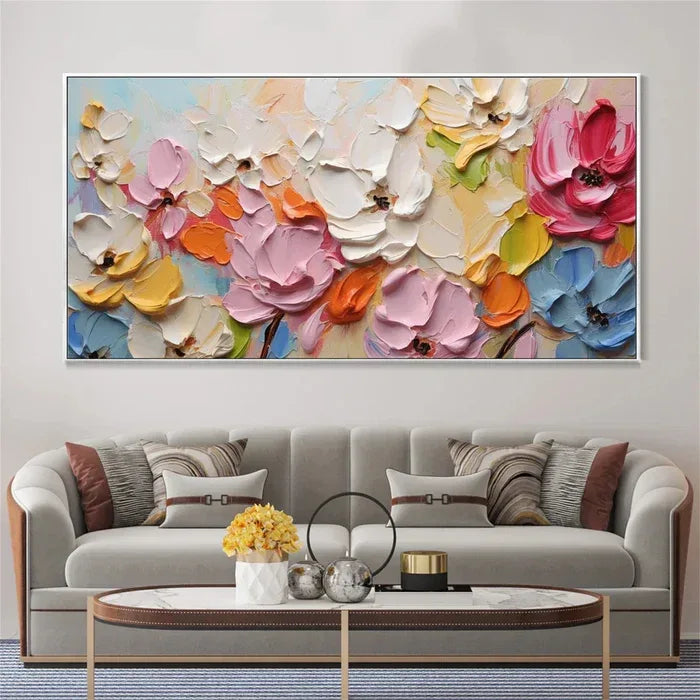 Blooming Symphony - Hand-Painted Textured Floral Oil Painting#AB14103