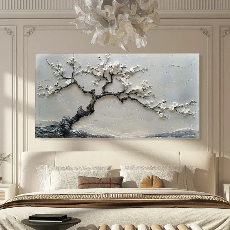 Blossoms in Serenity-Modern Interior Design Texture Sculpture Plum Bone Wall Art#FL10041