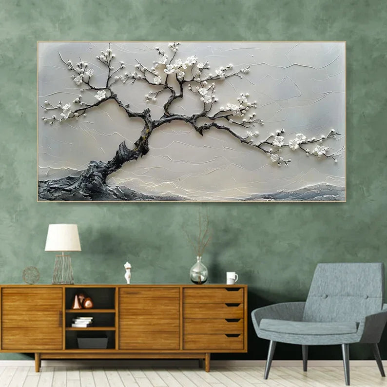 Blossoms in Serenity-Modern Interior Design Texture Sculpture Plum Bone Wall Art#FL10041