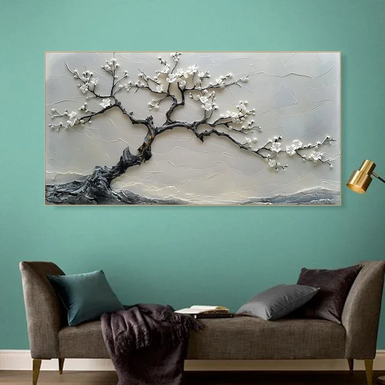 Blossoms in Serenity-Modern Interior Design Texture Sculpture Plum Bone Wall Art#FL10041