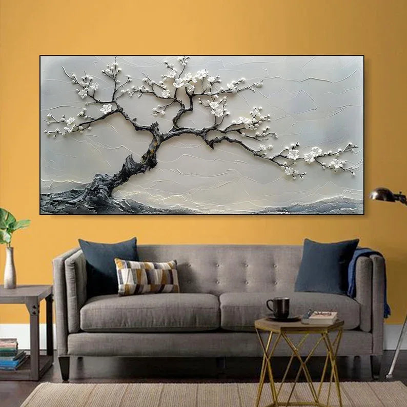 Blossoms in Serenity-Modern Interior Design Texture Sculpture Plum Bone Wall Art#FL10041