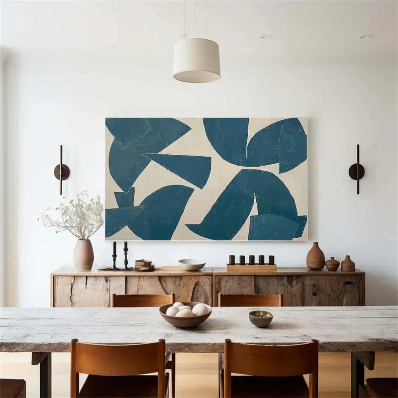 Blue Fold Rhythm-Modern Minimalist Abstract Geometric Wall Art