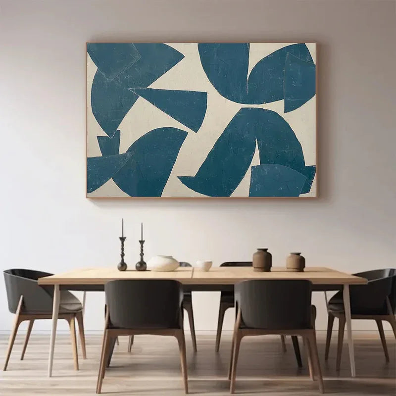 Blue Fold Rhythm-Modern Minimalist Abstract Geometric Wall Art
