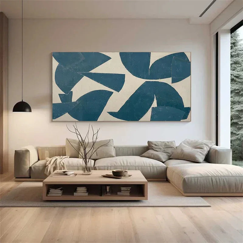 Blue Fold Rhythm-Modern Minimalist Abstract Geometric Wall Art