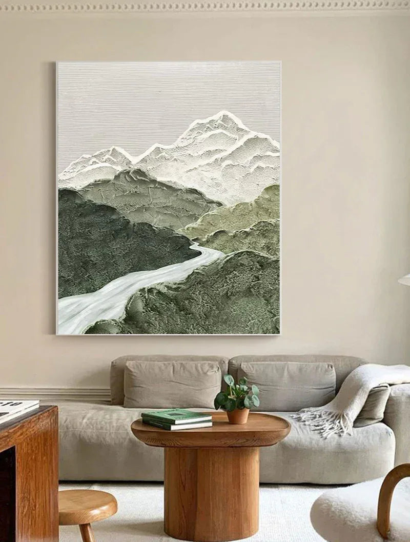 Misty Peaks-Modern Three-Dimensional Relief Texture Landscape Oil Painting Wall Art