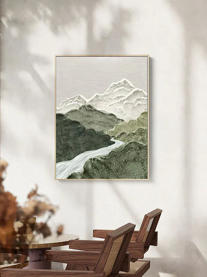 Misty Peaks-Modern Three-Dimensional Relief Texture Landscape Oil Painting Wall Art
