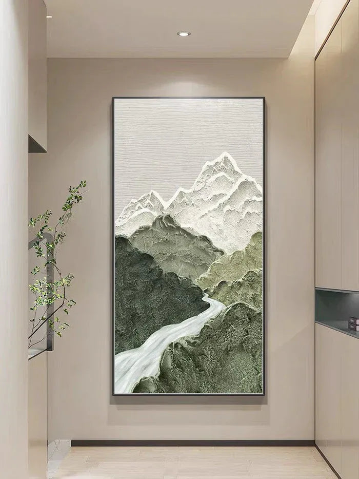 Misty Peaks-Modern Three-Dimensional Relief Texture Landscape Oil Painting Wall Art