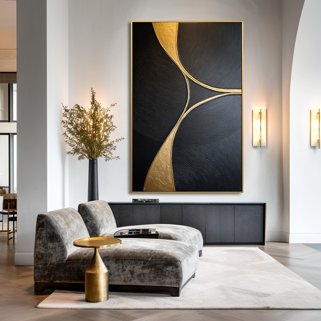 Converging Paths Large Textured Abstract Oil Painting#AB14210