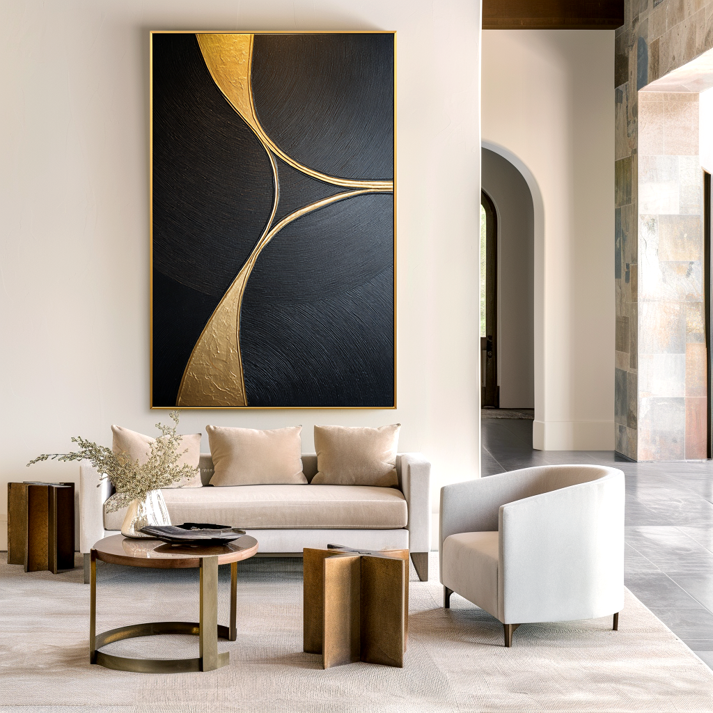 Converging Paths Large Textured Abstract Oil Painting#AB14210