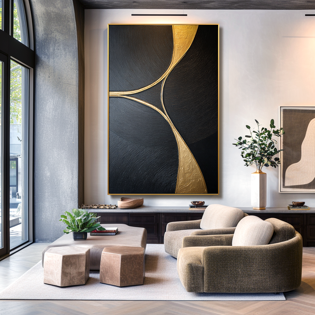 Converging Paths Large Textured Abstract Oil Painting#AB14210