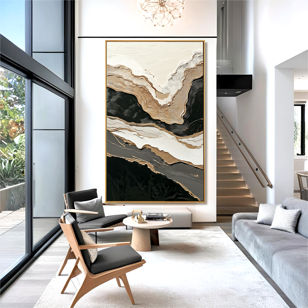 Layered Horizon Large Textured Abstract Oil Painting#AB14212