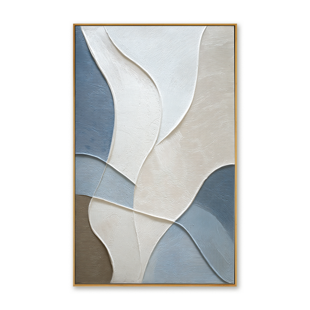 Soft Currents Large Textured Abstract Oil Painting#AB14213