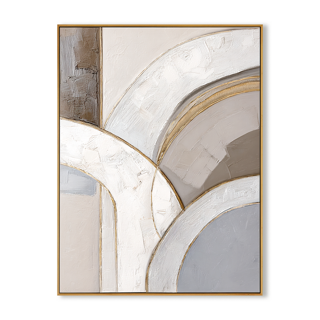 Balanced Arcs Large Textured Abstract Oil Painting#AB14214