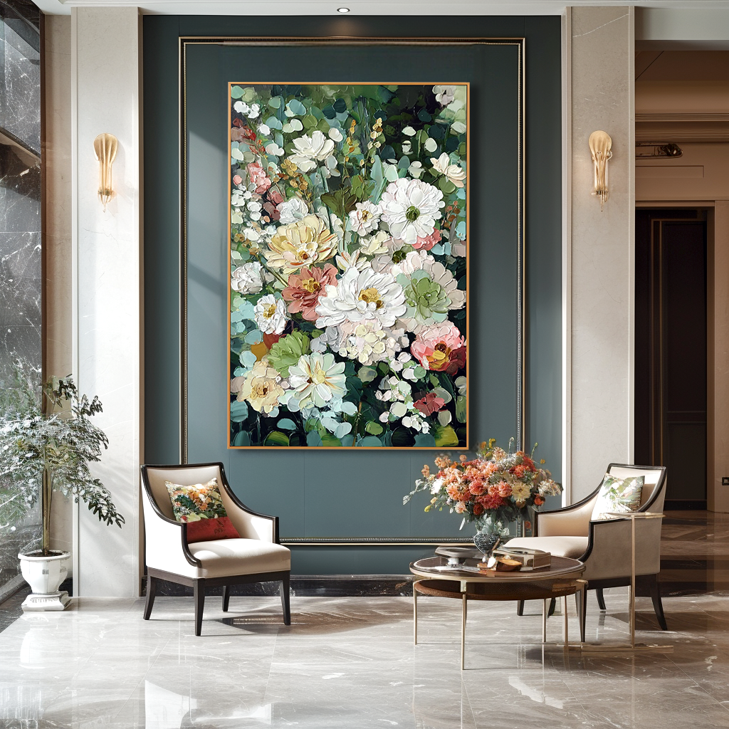 Abundant Garden - Modern Interior Decoration Hand-Painted Floral Texture 3D Wall Art#AB14165