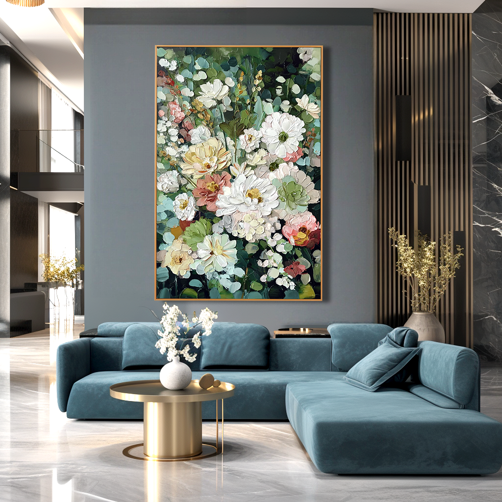 Abundant Garden - Modern Interior Decoration Hand-Painted Floral Texture 3D Wall Art#AB14165