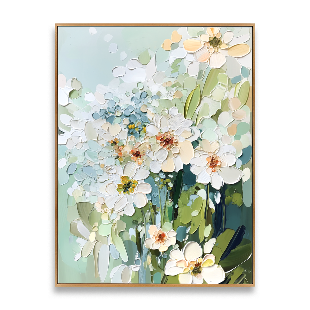 Quiet Blooming - Hand-Painted 3D Textured Thick-Painted Floral Wall Art#AB14164