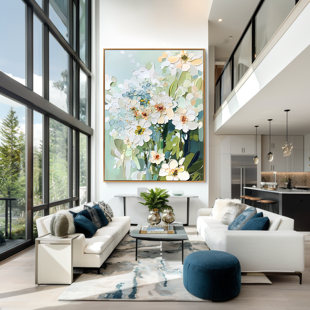 Quiet Blooming - Hand-Painted 3D Textured Thick-Painted Floral Wall Art#AB14164