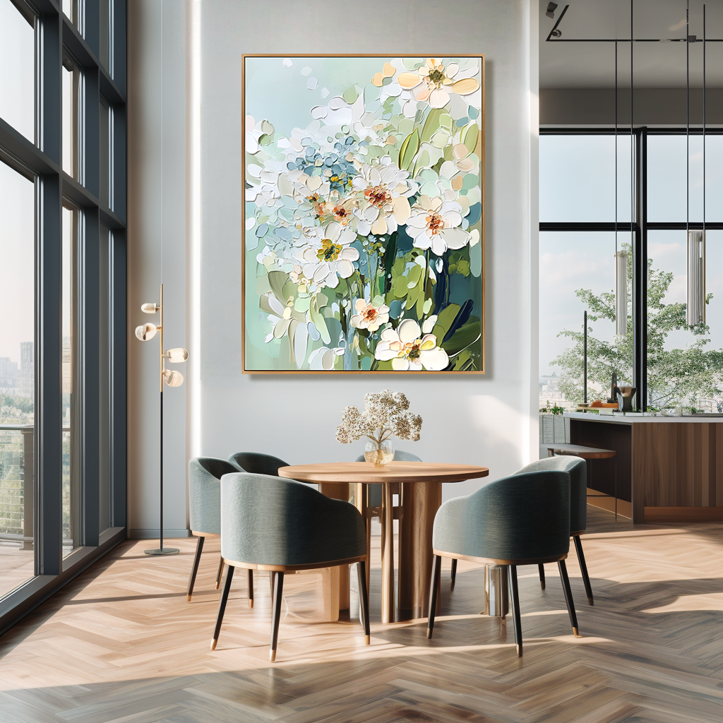 Quiet Blooming - Hand-Painted 3D Textured Thick-Painted Floral Wall Art#AB14164