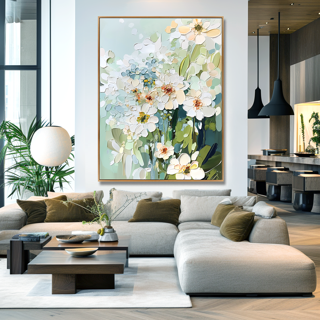 Quiet Blooming - Hand-Painted 3D Textured Thick-Painted Floral Wall Art#AB14164