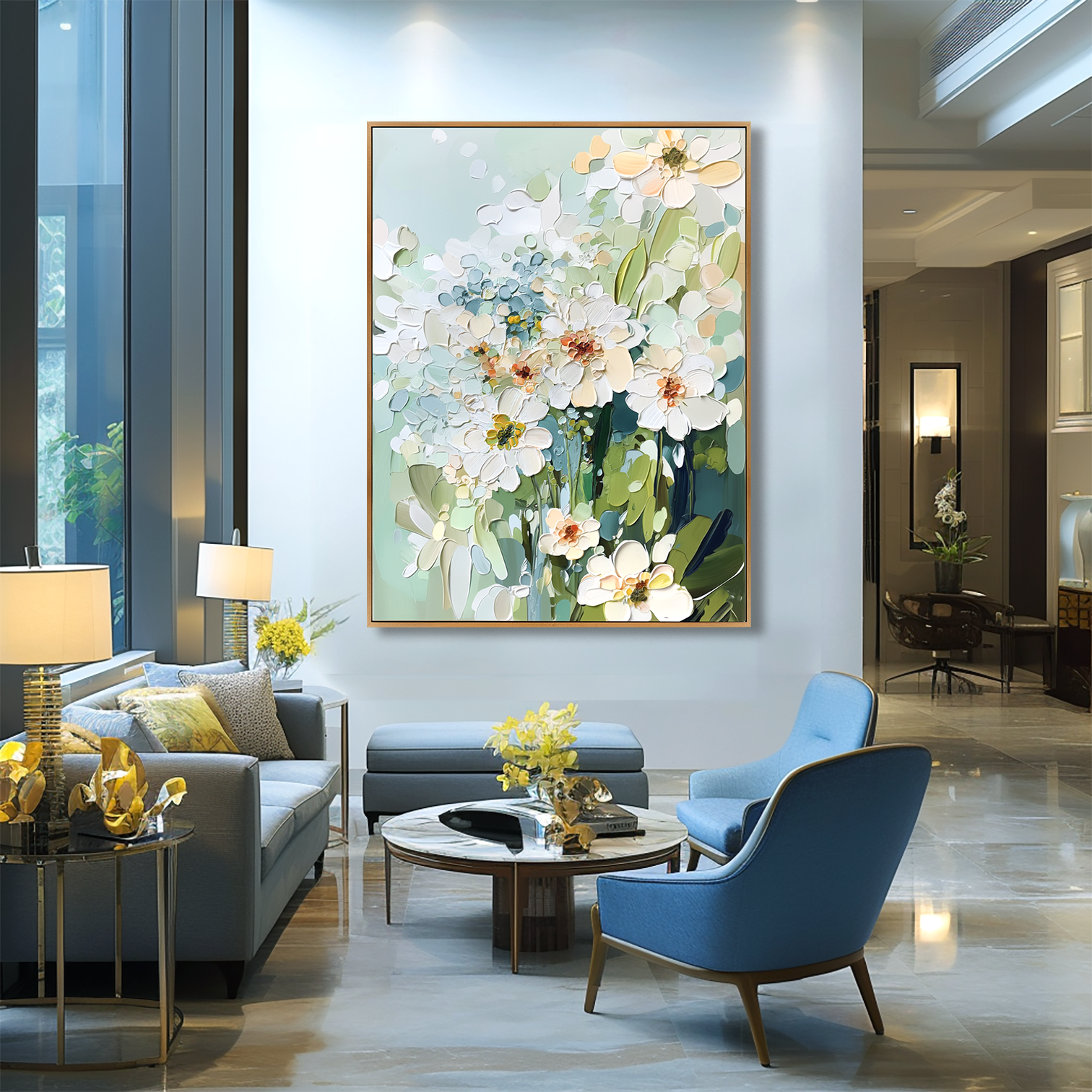 Quiet Blooming - Hand-Painted 3D Textured Thick-Painted Floral Wall Art#AB14164