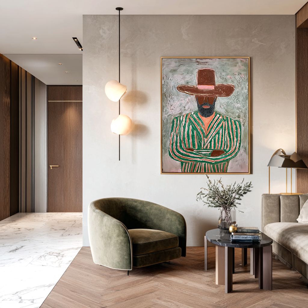Still Authority - Home Decoration Hand-Painted Retro Abstract Character Wall Art#AB14158