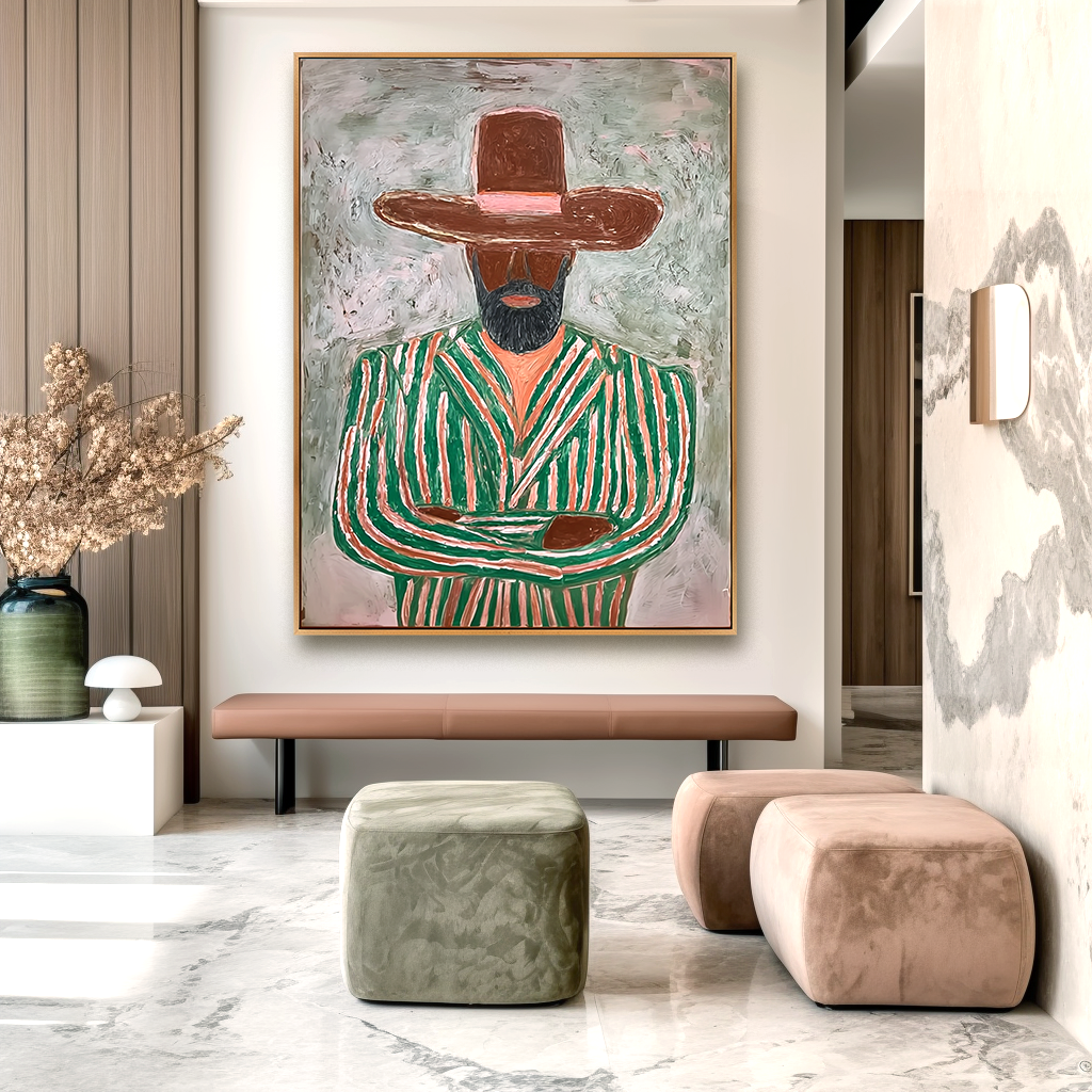 Still Authority - Home Decoration Hand-Painted Retro Abstract Character Wall Art#AB14158