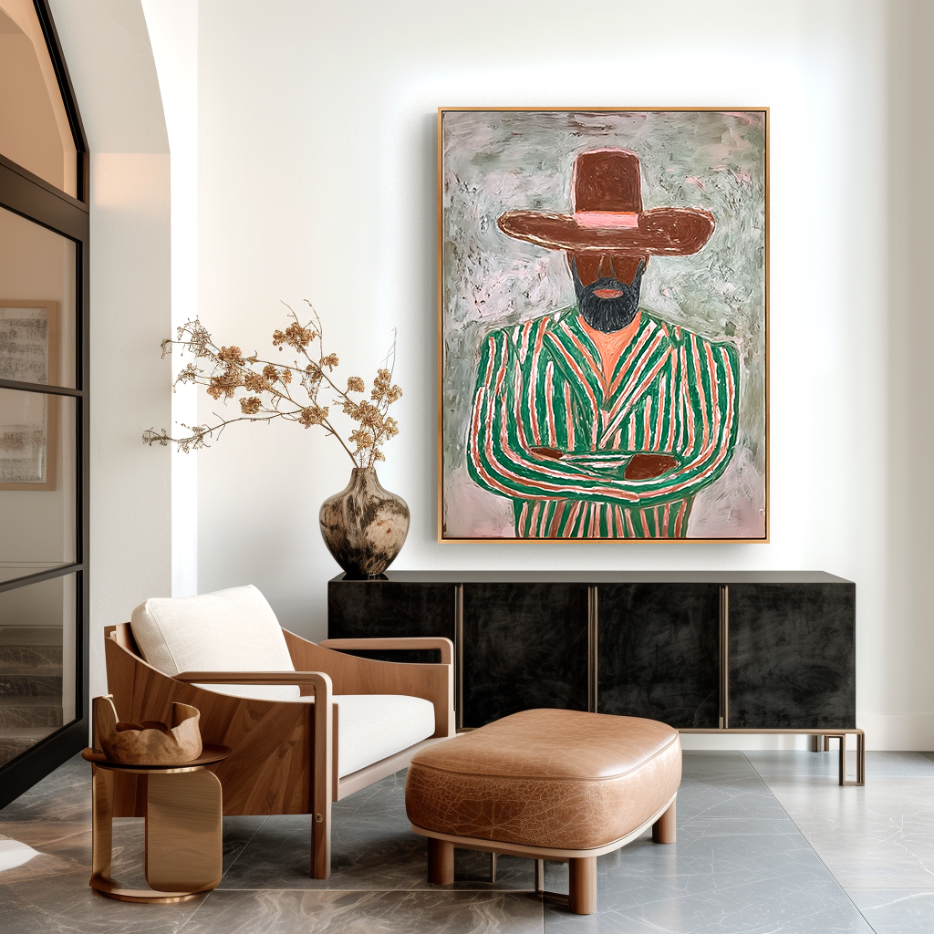Still Authority - Home Decoration Hand-Painted Retro Abstract Character Wall Art#AB14158