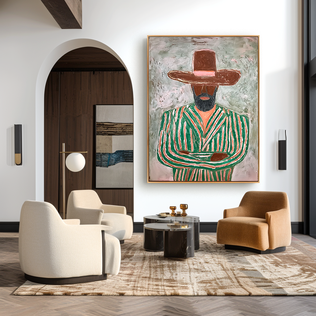 Still Authority - Home Decoration Hand-Painted Retro Abstract Character Wall Art#AB14158