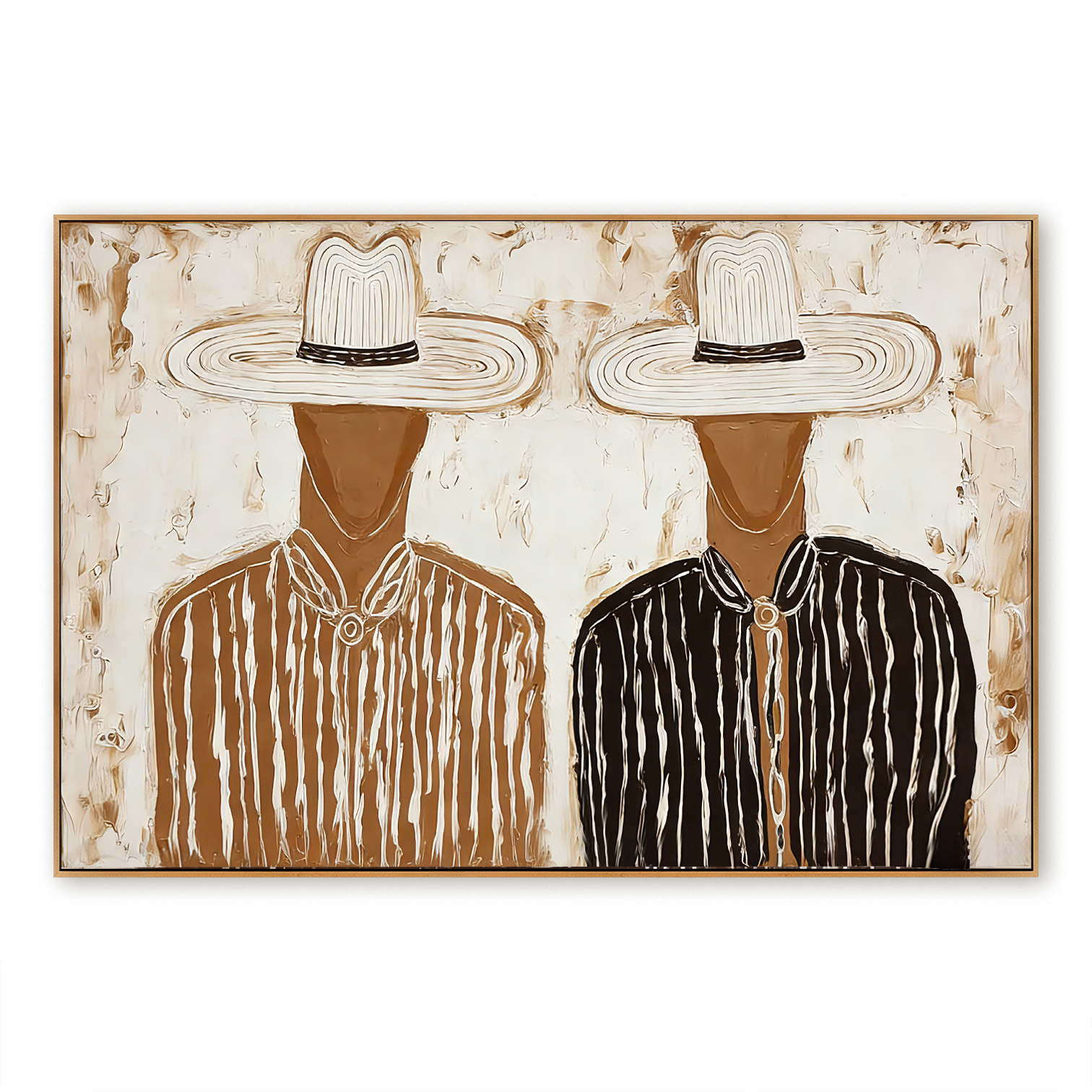 Parallel Presence - Minimalist Abstract Hand-Painted Oil Painting Wall Art Featuring Human Figures#AB14159