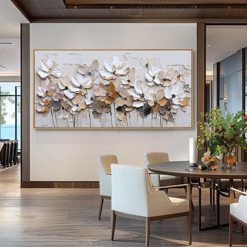 Soft Assembly Large Hand-Painted Textured Floral Oil Painting#AB14230