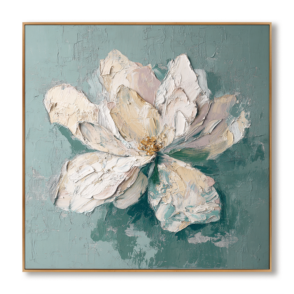 Silent Bloom – Hand-Painted Textured Floral Oil Painting#AB14191