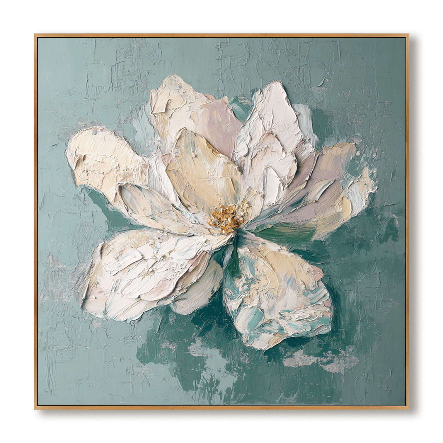 Silent Bloom – Hand-Painted Textured Floral Oil Painting#AB14191