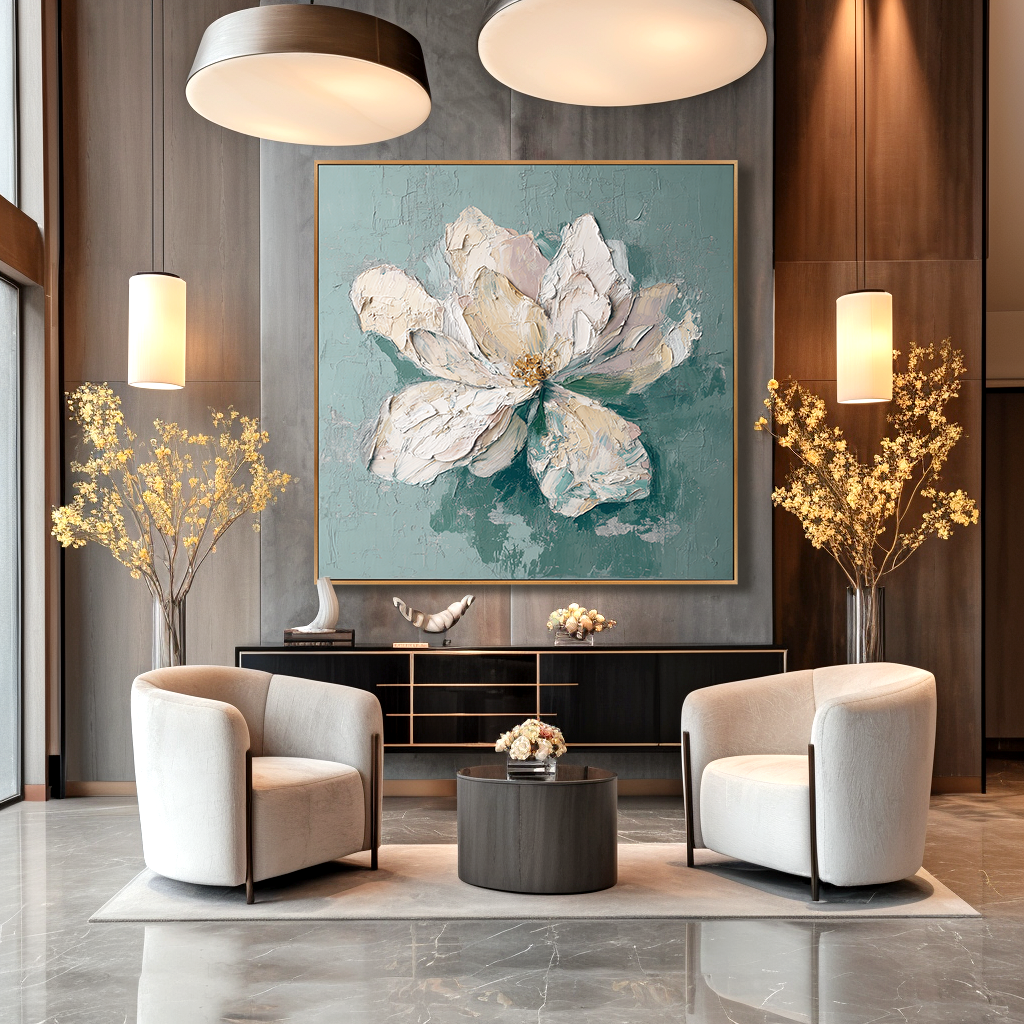 Silent Bloom – Hand-Painted Textured Floral Oil Painting#AB14191