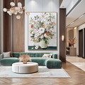 Soft Gathering Hand-Painted Textured Floral Oil Painting – Elegant Vase Wall Art#AB14232
