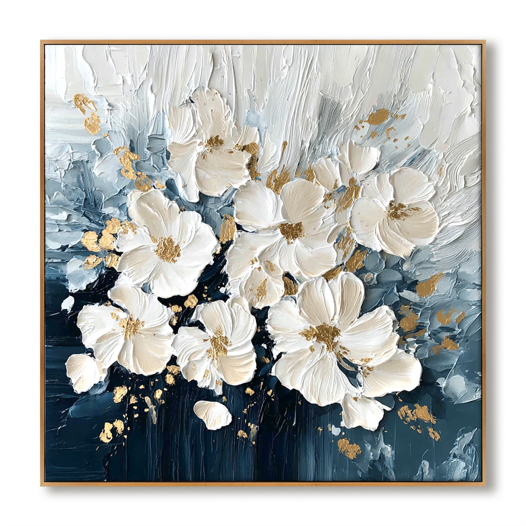 Gentle Radiance – Hand-Painted Textured Floral Oil Painting#AB14198