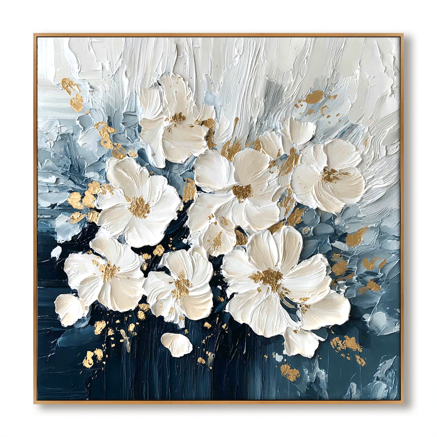Gentle Radiance – Hand-Painted Textured Floral Oil Painting#AB14198