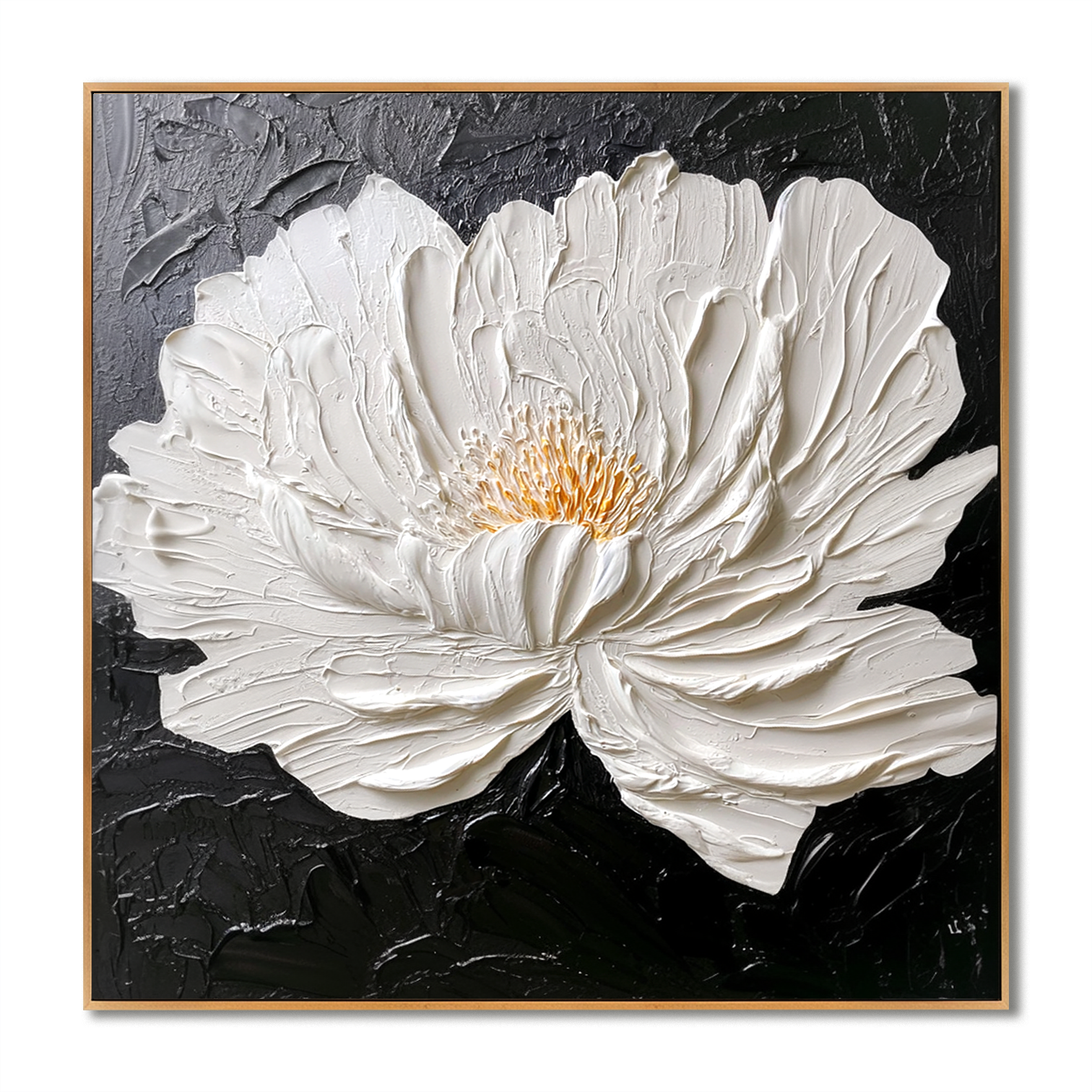 Pure Presence – Hand-Painted Textured Floral Oil Painting#AB14200