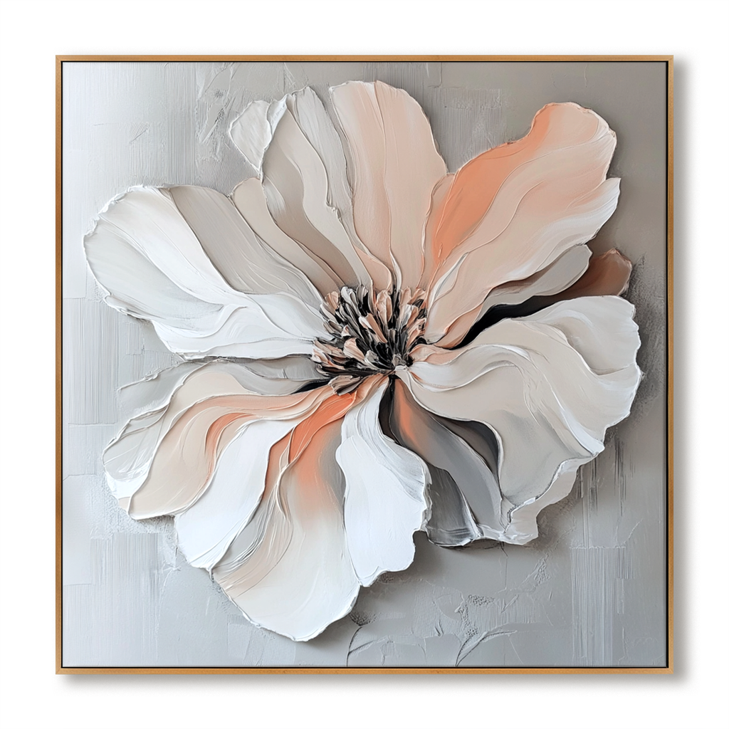 Soft Awakening – Hand-Painted Textured Floral Oil Painting#AB14201