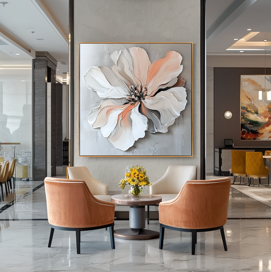 Soft Awakening – Hand-Painted Textured Floral Oil Painting#AB14201