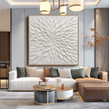 Radiant Stillness – Hand-Painted White Textured Abstract Wall Art#AB14173