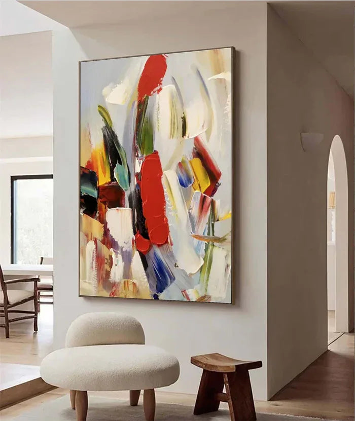 Colorful Abstract Textured Oil Painting - Modern Large Canvas Wall Art#AB14079