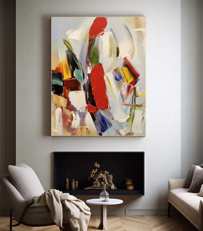 Colorful Abstract Textured Oil Painting - Modern Large Canvas Wall Art#AB14079