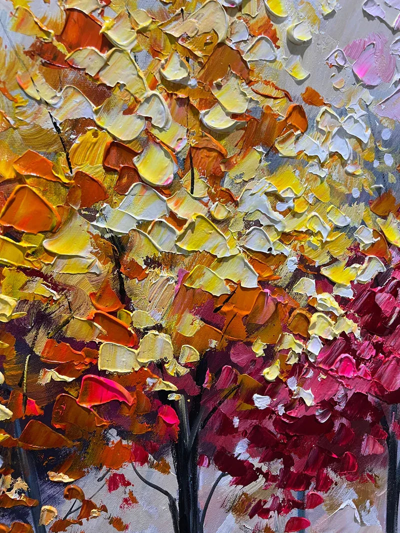 Colorful Abstract Forest Painting - Nature-Inspired Wall Art on Canvas#FL10095