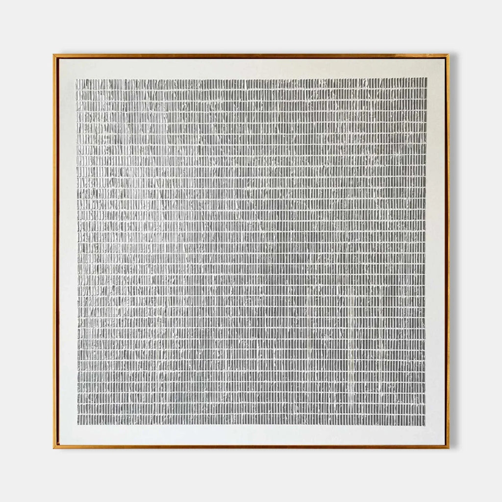 Linear Texture Grid-Tactile Minimalist Grid Textured Canvas Wall Art#WB10108