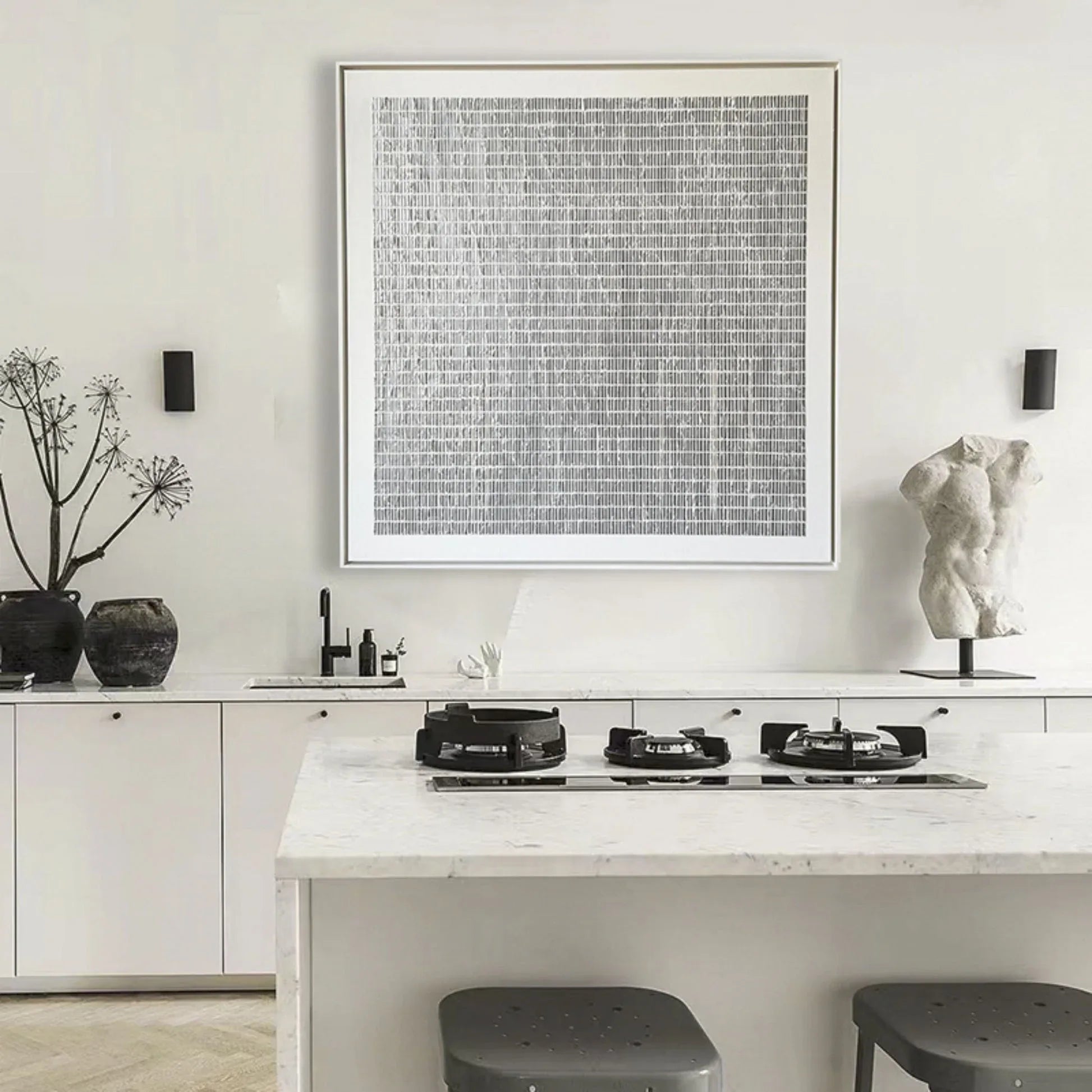 Linear Texture Grid-Tactile Minimalist Grid Textured Canvas Wall Art#WB10108