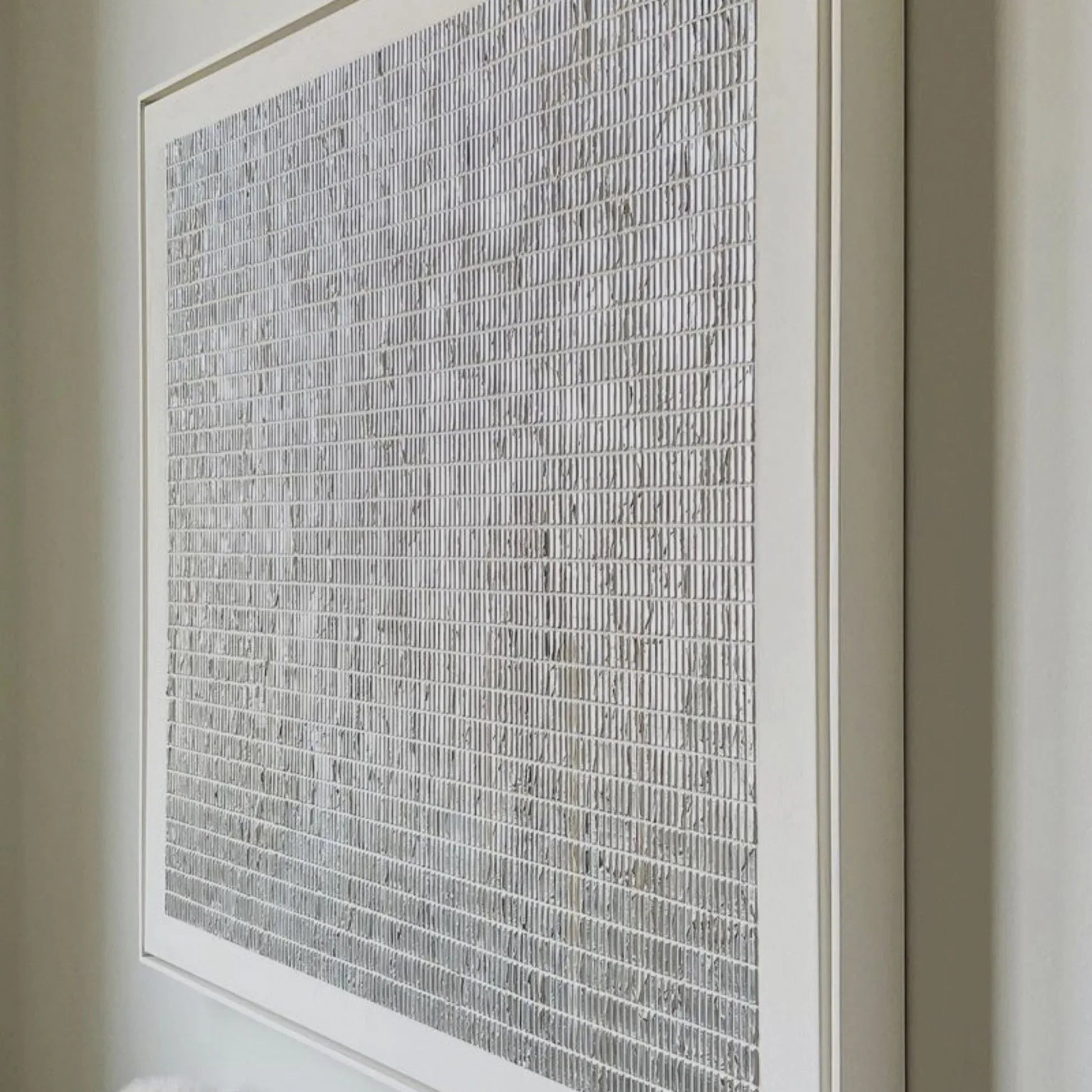 Linear Texture Grid-Tactile Minimalist Grid Textured Canvas Wall Art#WB10108