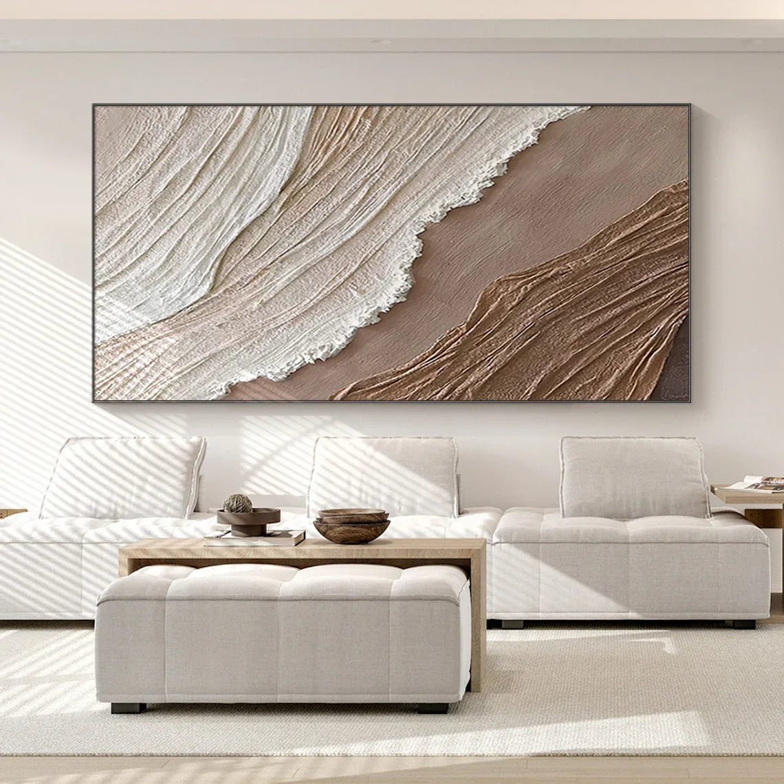 Earthly Harmony Abstract Art-Minimalist Abstract Sand Wave Texture Oil Painting Wall Art