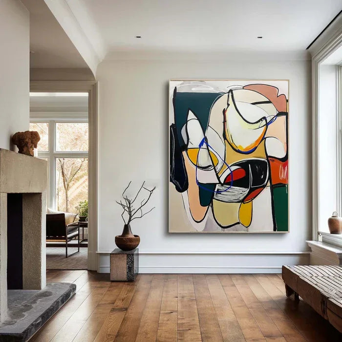 Dynamic Rhythm - Modern Abstract Line and Color Block Oil Painting#AB14086