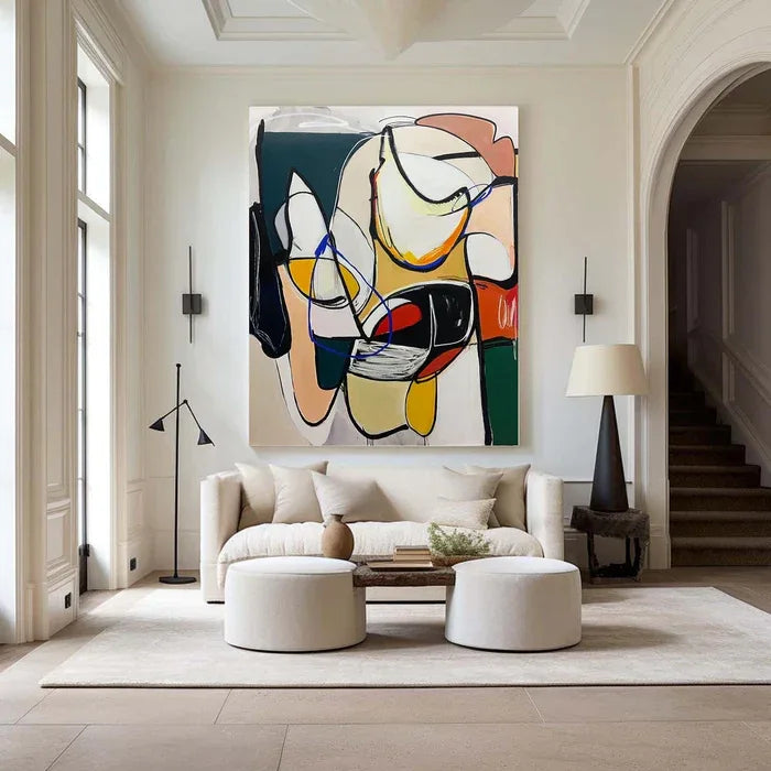 Dynamic Rhythm - Modern Abstract Line and Color Block Oil Painting#AB14086